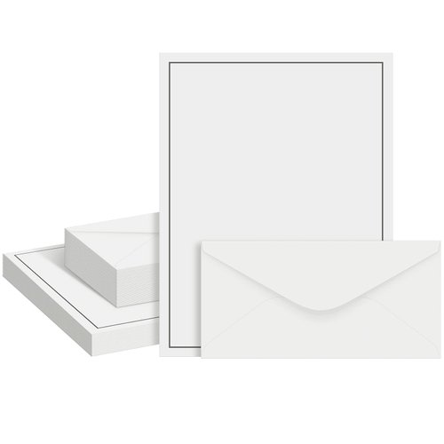 150 Sheets Vintage Stationery Paper and Envelopes Letter Set Includes 100 Vintage Paper Letter Writing Paper and 50 Vintage Envelope for School Office (Blank Style, 8.5 x 11 Inch)