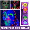 QIUFSSE 10 Colors Neon Face Paint Glow in The Dark Makeup Water Activated Eyeliner Palette Blacklight UV Face Body Paint for Adults Kids Halloween Makeup (01)