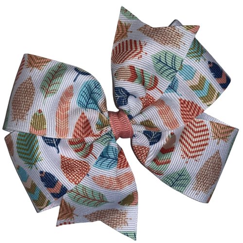 Feathers Pinwheel Hair Bow 4&quot;