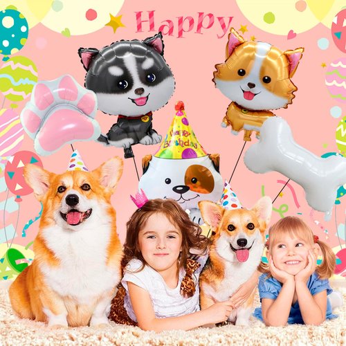 Dog Balloons, 7 Pcs Dog Birthday Balloons Decorations Set - Puppy Balloons, Paw Balloons & Dog Bone Balloon for Dog Birthday Decorations & Dog Themed Birthday Party Decorations