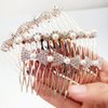 2 Pcs Faux Pearl Hair Side Combs Rhinestone Hair Comb Clips Bridal Decorative Combs Headpiece Wedding Crystal Hair Accessories for Women Girls Bow pearl