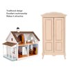 Tnfeeon Miniature Wardrobe, Double Door Excellent Workmanship Doll Armoire 112 Scale Birch for Dollhouse Furniture Accessory for Girls