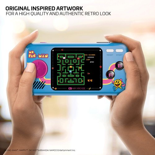 My Arcade Pocket Player Handheld Game Console: 3 Built In Games, Ms. Pac-Man, Sky Kid, Mappy, Collectible, Full Color Display, Speaker, Volume Controls, Headphone Jack, Battery or Micro USB Powered