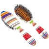 Rock & Ruddle Natural Mixed Boar Bristle Hair Brush for Women and Kids (Small 6.9") - Perfect for Wet or Dry Hair, Detangling Smoothing Blowdrying - Designed & Made in UK - Folio Society Stripe Design
