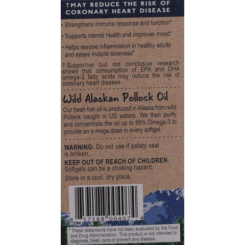 Wiley's Finest Wild Alaskan Fish Oil Peak EPA - Triple Strength Peak EPA and DHA - 1000mg Omega-3s, SQF-Certified - 60 Softgels (60 Servings)