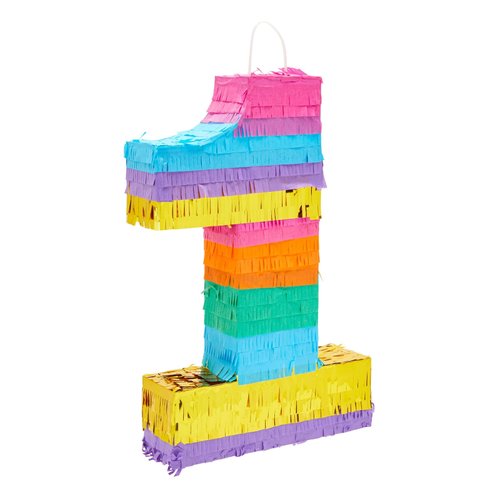 BLUE PANDA Rainbow Number 1 Pinata for 1st Birthday Party Decorations, Fiesta, Cinco de Mayo, Ann...