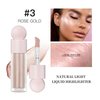 Hocossy Liquid Highlighter Natural Glow For Face & Body, Waterproof Moisturizing Light Liquid Luminizer For Long Lasting Shimmer, Contour Highlighter Stick Easy to Apply with Cushion Applicator (#3 Rose gold)