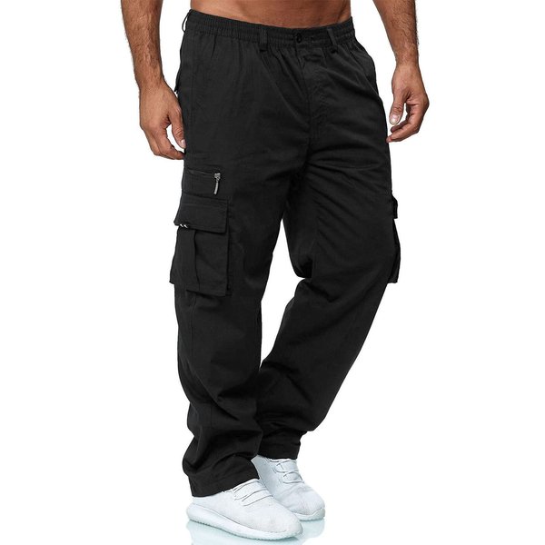 Men Casual Cargo Pant Lightweight Tactical Pant Hiking Jogger Classic Fit Multi Pockets L