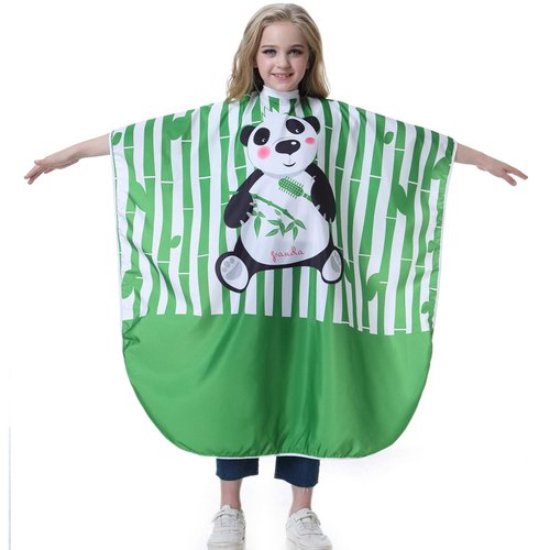 TILYIALA Kids Hair Cutting Cape,Kids Barber Cape Salon Capes for Hair Stylist Haircut Hairdresser Cape Barber Supplies (Green Panda)