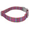 Country Brook Design - Bubblegum Pink Plaid Premium Dog Collar & Leash - Small