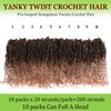 Silike 10packs Yanky Twist Crochet Braids Hair Extensions Ombre Brown Short Curly Marlybob Hair Extensions For Women(T30, 10)
