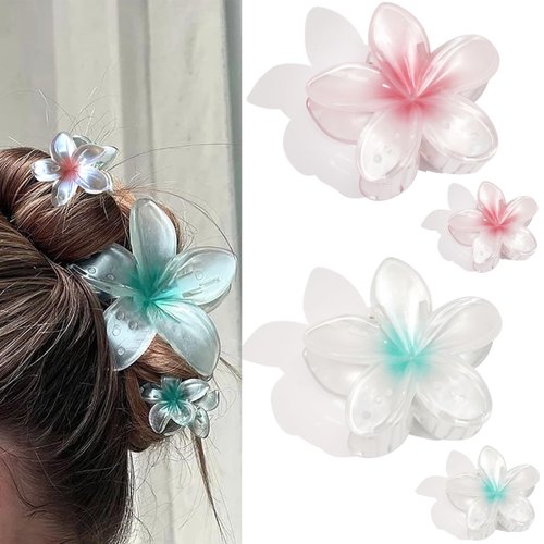 4Pcs Flower Hair Claw Clips Plumeria Claw Clips Hawaiian Flower Hair Clips Flower Bloom Claw Clip...