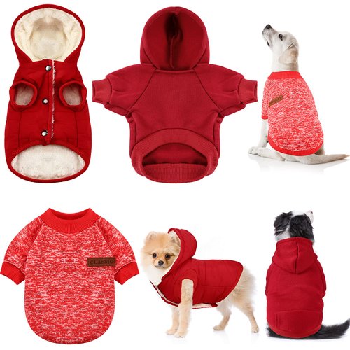 3 Pcs Pet Dog Sweater Jacket Knitwear Hoodie Clothes Pocket Puppy Coat Clothing Pup Christmas Shirt Costume Sweatshirt Fleece Lining Warm Winter Small Hooded Soft Thickening (Small)