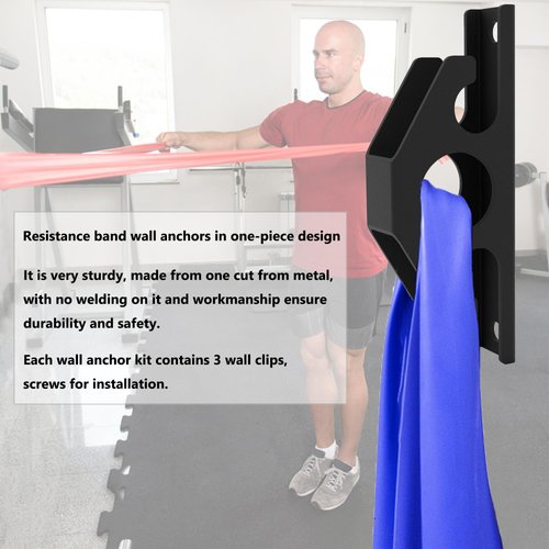 Wpbhk 3PCS Resistance Band Wall Anchors, Wall Mounted Anchors for Resistance Bands, Wall Mount Workout Anchors for Home Gym Workouts, Strength Training, Physical Therapy