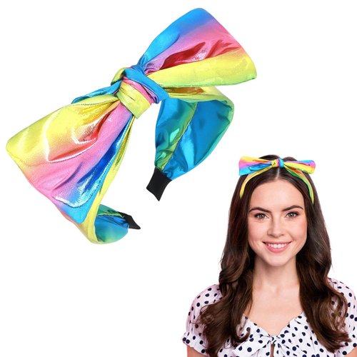 GAFATORY Glitter Bow Headbands for Women Fashion Hairband Metallic Headband Knotted Headbands for Womens Wide Glitter Gradient Hair Band for Girls Shiny Dazzle Hair Accessories for Club