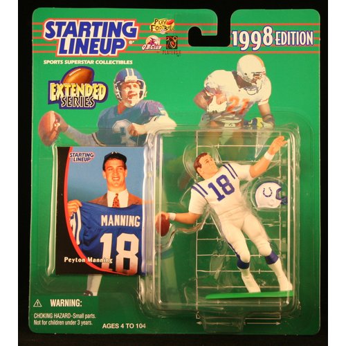 PEYTON MANNING / INDIANAPOLIS COLTS 1998 NFL EXTENDED SERIES Starting Lineup Action Figure & Exclusive NFL Collector Trading Card