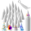 Qilery 100 Pcs White Party Cone Hats DIY Fun Birthday Hat with Rope April Fool's Day Ice Cream Paper Cones Hat Bulk for Kids Adults Art Painting Craft Party Supplies Decoration