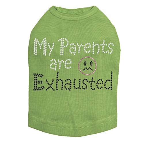 My Parents are Exhausted Dog Shirt M LIME GREEN
