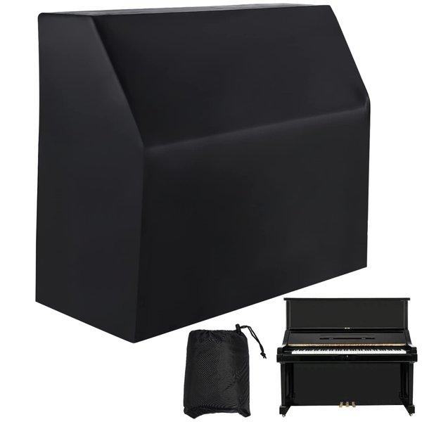 Upright Piano Cover, Piano Full Cover Dustproof Waterproof, Silver-coated Oxford Fabric Piano Protective Cover Black, Block Sunlight, Moisture, Dust