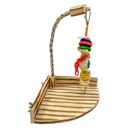 Birds LOVE Corner Bird Cage TigerTail Fun Platform w Toy for Small to Medium, Caiques Senegals Conures Lovebirds Cockatiels Parakeets, Toy Incuded