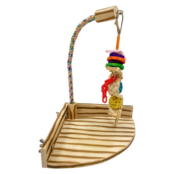 Birds LOVE Corner Bird Cage TigerTail Fun Platform w Toy for Small to Medium, Caiques Senegals Conures Lovebirds Cockatiels Parakeets, Toy Incuded