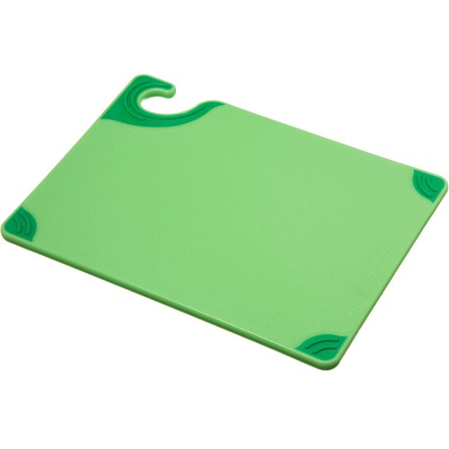 San Jamar Saf-T-Grip Plastic Cutting Board with Safety Hook, 9" x 12" x 0.375", Green