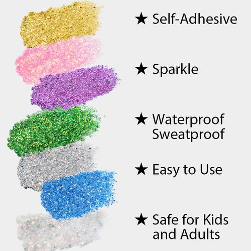 Mysense Green Body Glitter Stick, Waterproof Face Glitter Makeup, Festival Rave Pride Accessories, Hair Glitter Gel for Kids Women, Sparkling Mermaid Sequin Chunky Glitter Face Paint, 0.56oz
