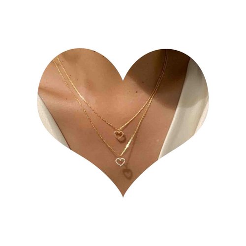 Iaceble Boho Layered Heart Choker Necklace Crystal Heart Pendant Necklace Gold Double Heart Necklace Cz Open Heart Necklace Chain Jewelry for Women