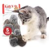 Kats'N Us Jumbo Pom Pom Cat Toy 5-Pack – Natural Color - Real Rabbit Fur for Interactive Play, Training, and Indoor Fun.
