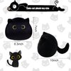 AudeRhine 10'' Cute Black Cat Plush Toys, Soft Cat Pillow Squishy Plushies, Cat Stuffed Animals Kawaii Plush Toys Home Decoration Gift for Cat Lovers Kids Boys Girls (Black, 10 Inch)