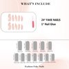 IMRAIN Press on Nails Long Square Fake Nails 3D Golden French Tips False Nails Glossy Glue on Nails White Nude Artificial Acrylic Nails Full Cover Reusable Stick on Nails for Women 24Pcs