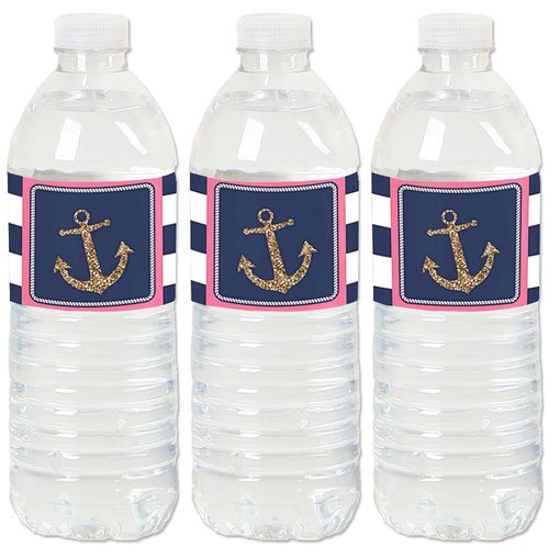 Big Dot of Happiness Last Sail Before the Veil - Nautical Bachelorette and Bridal Shower Water Bottle Sticker Labels - Set of 20