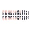 Foccna Press on Nails Long Rhinestone Pink Fake Nails Black Nails Square Bling Glossy 3D Flower False Nail Tips Artificial Nails Finger Manicure for Women and Girls-24pcs (Long Nails 2)