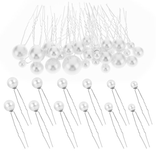 Teaaha Silver Pearl Hair Pins, 36pcs French Style Hair Clips for Women, Hair Securing & Hairdressing, Wedding Guests, Prom Attendees, Elegant Women (0.31in-0.78in)