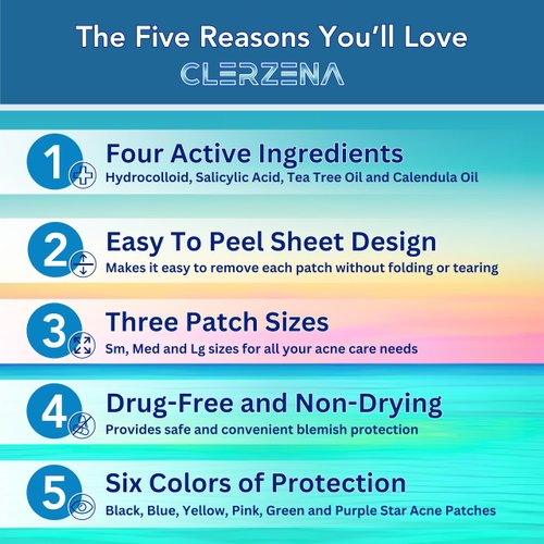 CLERZENA Star Pimple Patches for Face | Star Acne Patches Cute Pimple Patches Salicylic Acid, Tea Tree Oil and Calendula Oil | Pimple Patch Star Teen Acne Treatment for Girls