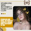 3 Pcs Glitter Mini Butterfly Hair Claw Clips Sparkly Gold Color Butterfly Hair Accessories Y2K Cute Metals Mini Glitter Strong Hold Claw Clips for Women Girls Teens Wedding Back to School