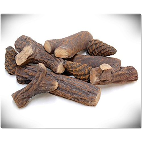 HMB 9 Small Pieces Wood-Like Decorative Ceramic Fireplace Logs for Gas Ethanol Fireplaces,Stoves, Firepits