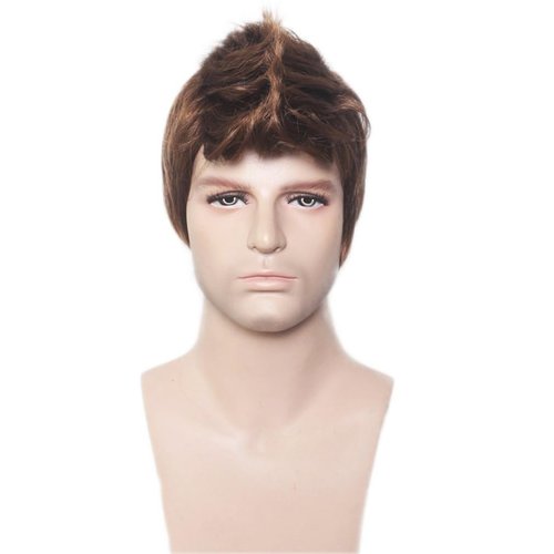 RightOn Men Boys Short Wig for Cosplay Party Wig with Wig Cap (Light Brown)