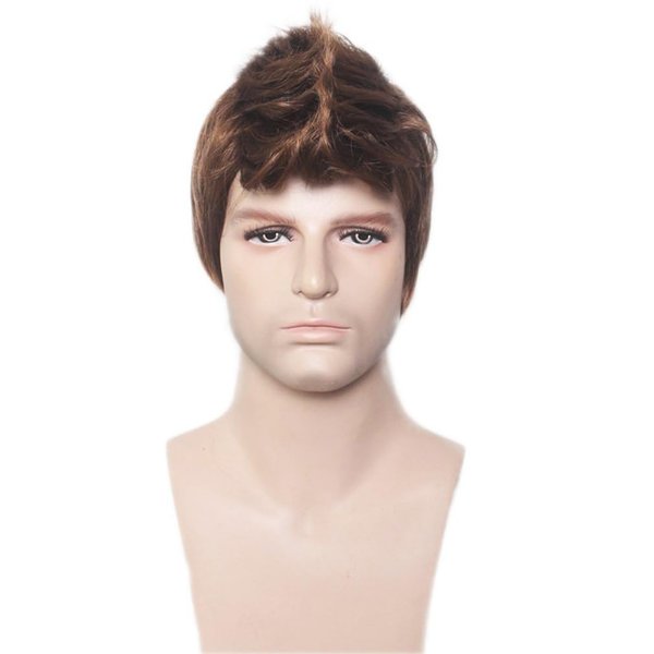 RightOn Men Boys Short Wig for Cosplay Party Wig with Wig Cap (Light Brown)
