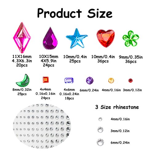 10 Sheets Gems Stickers, Eye Body Face Gems Jewels for Makeup Self Adhesive Crystal Rainbow Rhinestones for DIY Craft Nail Body Makeup Festival