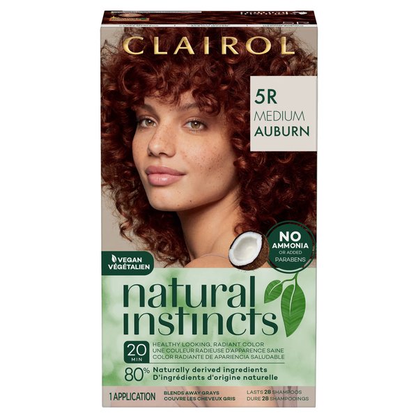 Clairol Natural Instincts Demi-Permanent Hair Dye, 5R Medium Auburn Hair Color, Pack of 1