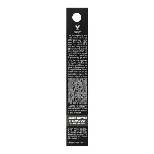 e.l.f. Liquid Glitter Eyeshadow, Long Lasting, Quick-Drying, Opaque, Gel-Based Eyeshadow For Creating High-Impact, Multi-Dimensional Eye Looks, Black Magic, 0.10 Fl Oz