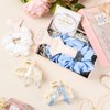 DEEKA 24 Pcs Bridesmaid Gifts Set Pearl Hair Claw Clips & Tie the Knot Bridesmaid Bracelet & Satin Scrunchies Proposal Gift Box Bridal Party Gift Bachelorette Party Favors (White&Blue)