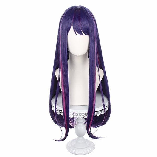 ZGNGLIZ Anime Oshi no Ko Ai Hoshino Wig Purple Long Hair Wigs with Bangs for Girls and Women + Free Wig Cap