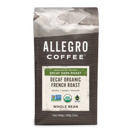 Allegro Coffee Decaf Organic French Roast Whole Bean Coffee, 12 Ounce (Pack of 1)