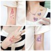 Oottati 14 Sheets Glitter Pink Cute Temporary Tattoos Giraffe Panda Rabbit Balloon Cat Heart Violin Butterfly Whale Star Suit for Kids Adults