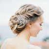 Foyte Flower Wedding Hair Comb Crystal Bride Headpieces Leaf Combs Hair Accessories Rhinestone Bridal Hair Pieces for Women and Girls (Silver)