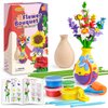 Drama Planet Flower Craft Kit for Kids, Make Your Own Flower Bouquet with Air Dry Clay, Arrange Clay Flowers & Create Personalized Art, Great Gifts for Girls