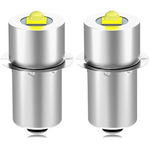 JESLED Upgrade LED Flashlight Bulb, 12V 18V DC3.5-24V, 3W PR2 P13.5S Maglite LED Conversion Kit for Ryobi Milwaukee Craftsman Lamp, 6000K Bright White Maglight Bulbs Replacement 2 Pack
