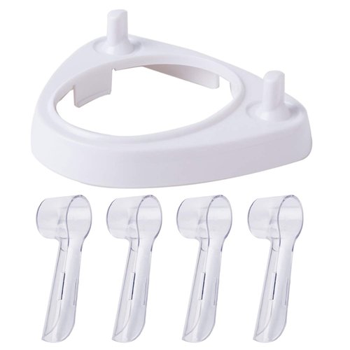 LazyMe Electric Toothbrush Heads Holder Charger Holders and 4 Toothbrush Heads Dust-Proof Covers for Oral-B Electric Toothbrush Series